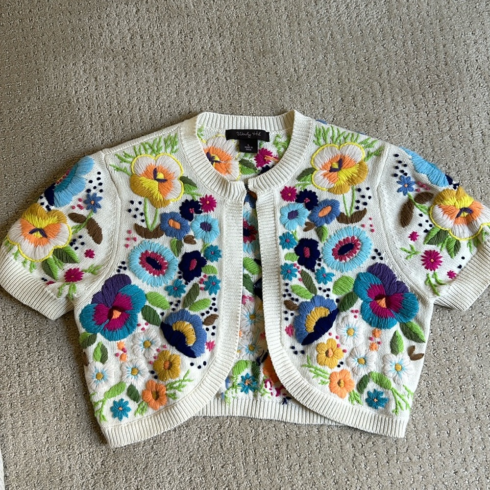 Wendy Hil Floral Embroidered Sweater - Multicolor